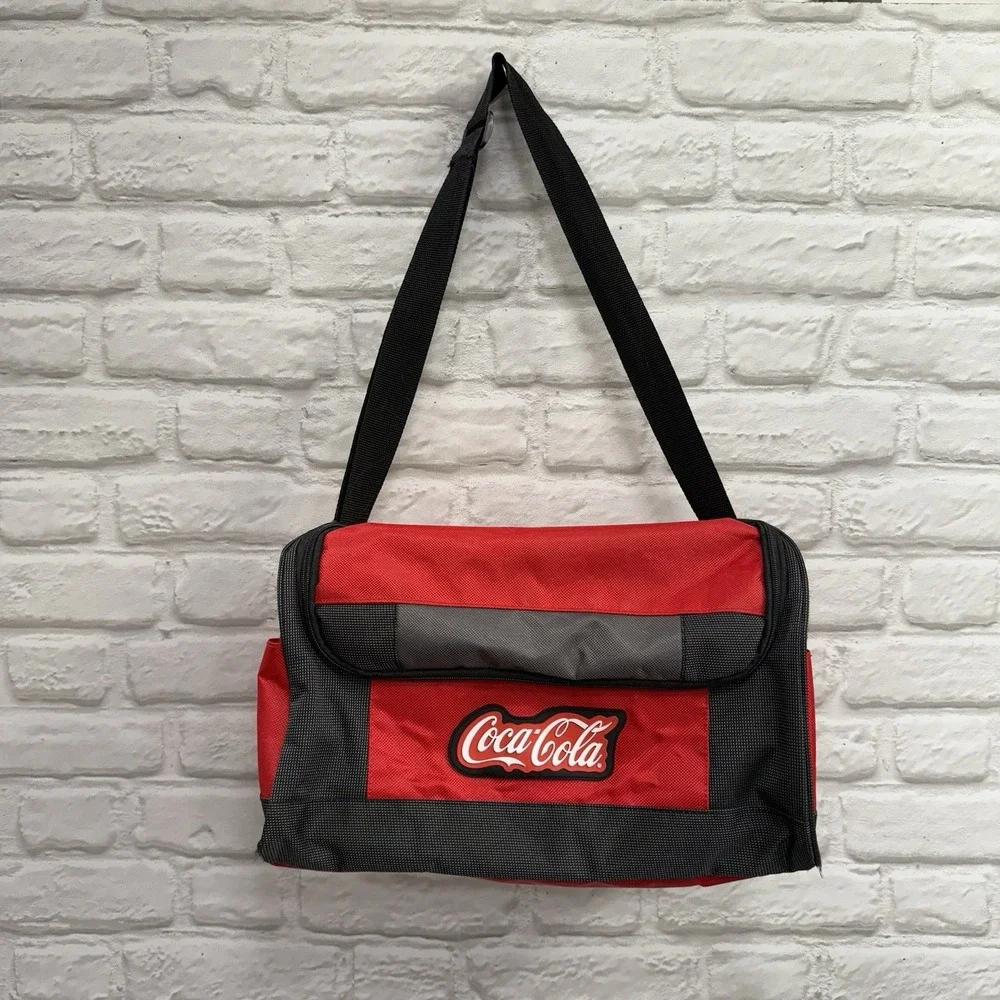 Coca Cola Red Black Tote Medium Sized Duffle Bag With Shoulder Strap Coca Cola
